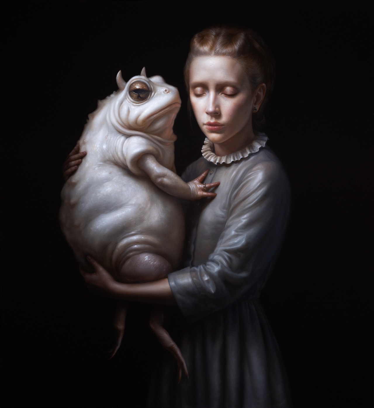 Girl with a toad